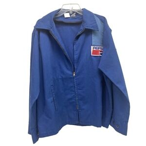 Unitog Pepsi Work‎ Jacket Mens 48 Long Blue Good Vintage Union Made USA Graphic